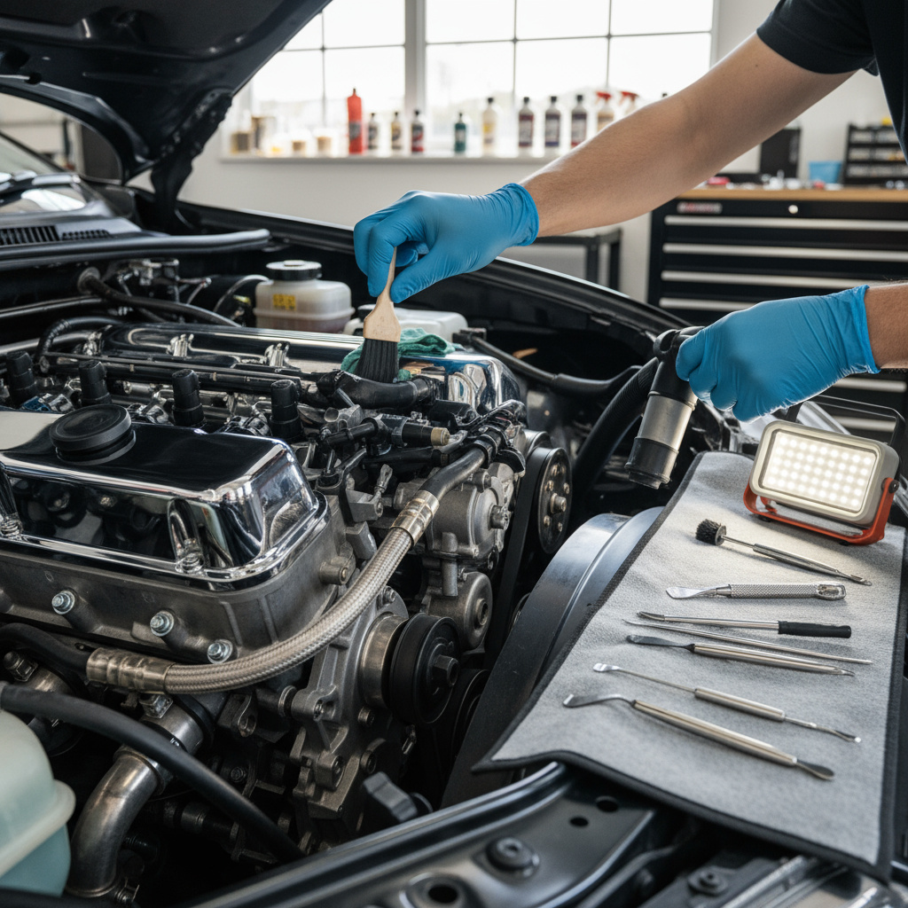 Sauberer Motorraum nach der Aufbereitung