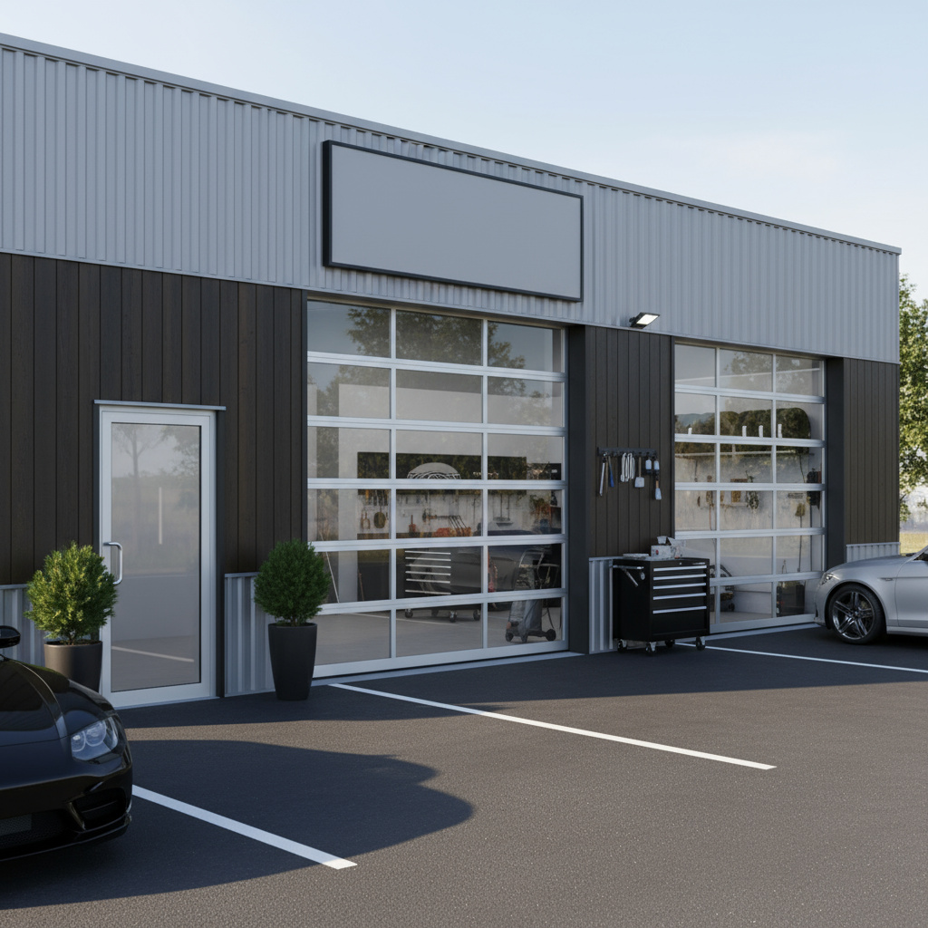 Außenansicht der Detailing-Werkstatt